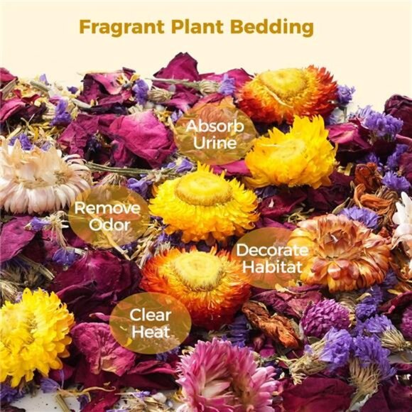 Hamster Bedding, Natural Dried Flower Herb Bedding, Decorative 5.9 x 5.9 x 3.1 - Picture 4 of 5